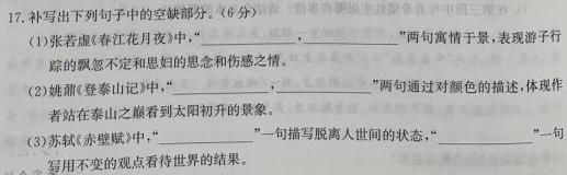 星空·综合体育先享题分科综合卷2024年答案新教材B3语文试卷 答案