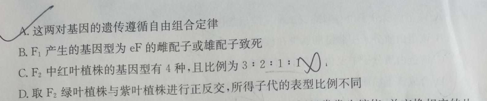 2023年秋季黄冈市部分普通高中高三年级阶段性教学质量检测生物学试题答案