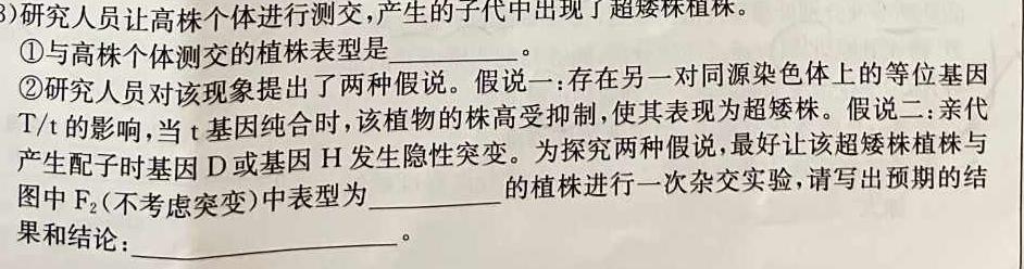 ［新疆大联考］新疆2024届高三年级上学期12月联考生物学部分