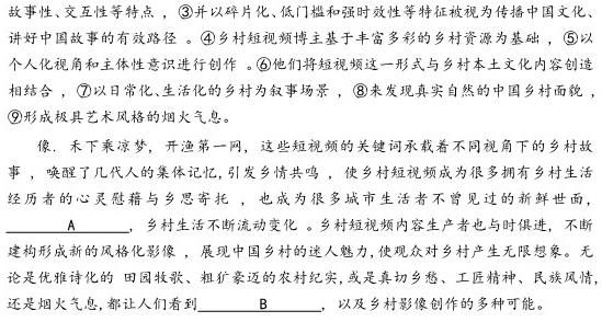 怀仁一中高二年级2023-2024学年上学期期中考试(242349D)语文试卷 答案