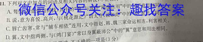 陕西省2023-2024学年度九年级第一学期第四阶段学习评估D语文