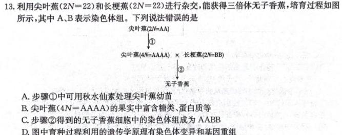 陕西省2023-2024学年度第一学期八年级课后综合作业（三）A生物