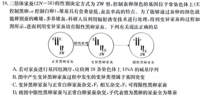 2023-2024学年高二试卷12月百万联考(显微镜)生物学部分