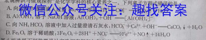 f安徽省2023-2024学年第一学期高一年级期中考试（241257D）化学