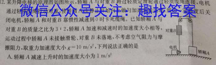 河北省2023-2024学年六校联盟高一年级期中联考（241258D）物理试卷答案