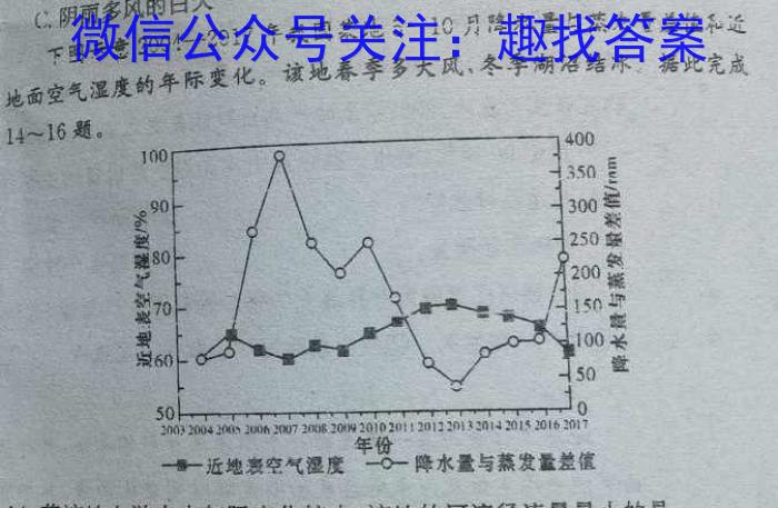 安徽省高二毛坦厂中学2023~2024学年度下学期期末考试(242945D)地理试卷答案