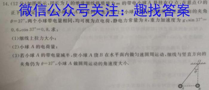 ［贵州大联考］贵州省2024届高三年级上学期11月联考物理试卷答案