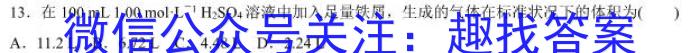 q2024年普通高等学校全国统一模拟招生考试新未来高三11月联考化学