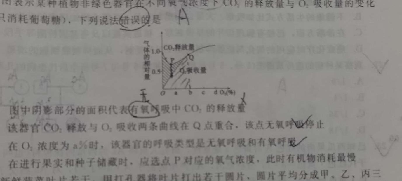 衡中同卷 2023-2024学年度上学期高三年级期中考试生物学试题答案