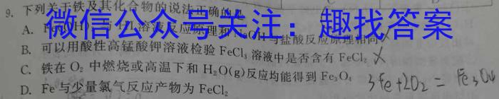 q天一大联考·河南省2023-2024学年高二基础年级阶段性测试（期中上）化学