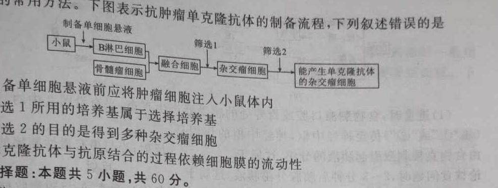 广西省2023年秋季期高中二年级期中教学质量检测(24-141B)生物