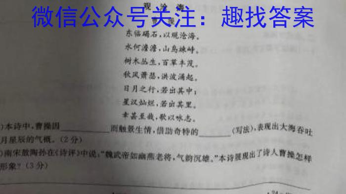 江西省2024届九年级上学期第四阶段练习语文