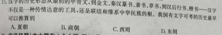 安徽省2024届第一学期九年级12月阶段练习历史