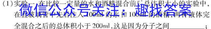 陕西省2023-2024学年度九年级第一学期阶段性学习效果评估(四)物理试卷答案