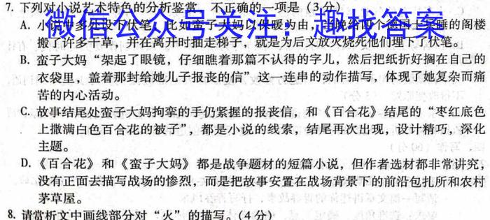 九师联盟 2023~2024学年高三核心模拟卷(中)(二)语文