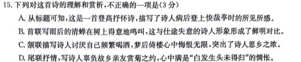 广西省2023年秋季期高中二年级期中教学质量检测(24-141B)语文试卷 答案