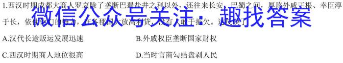 安徽省2023-2024学年九年级上学期教学质量调研三（页码名字）历史