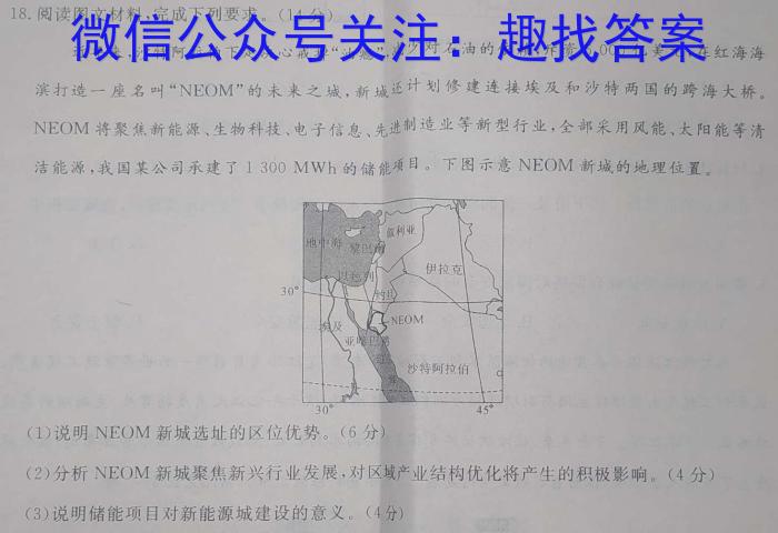 2024年广西三新学术联盟百校联考（5月）地理试卷答案