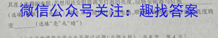 百校名师 2024普通高中高考模拟信息卷(四)物理试题答案