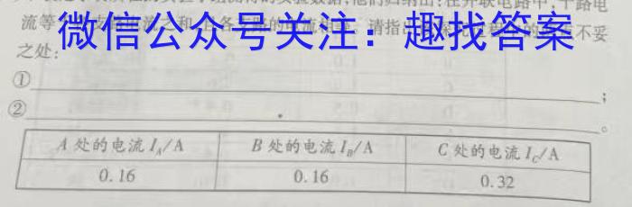 安徽省合肥市某校2023-2024学年九年级阶段检测物理试卷答案