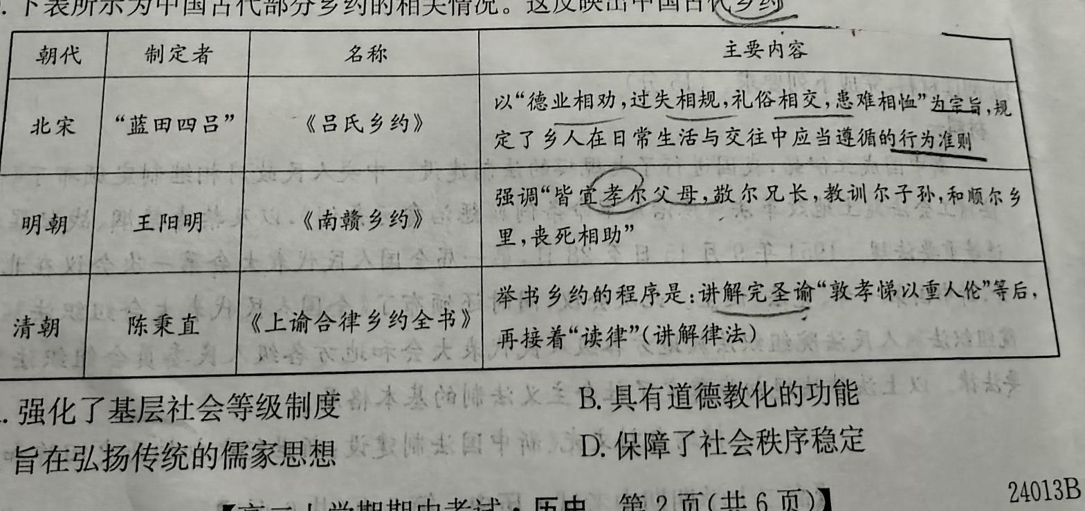 [今日更新]学普试卷 2024届高三第二次模拟试题(二)历史试卷答案