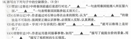 学业测评•分段训练•江西省2024届九年级训练（三）语文