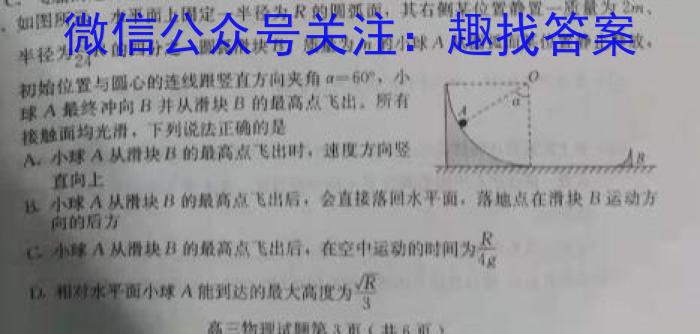 衡水金卷先享题摸底卷2023-2024高三一轮复习摸底测试卷(山东专版)3物理试卷答案