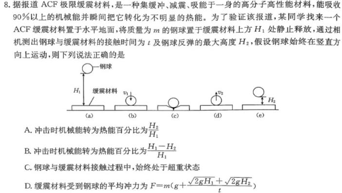 非凡吉创 2024届高三TOP二十名校调研考试八(243221D)物理试题.