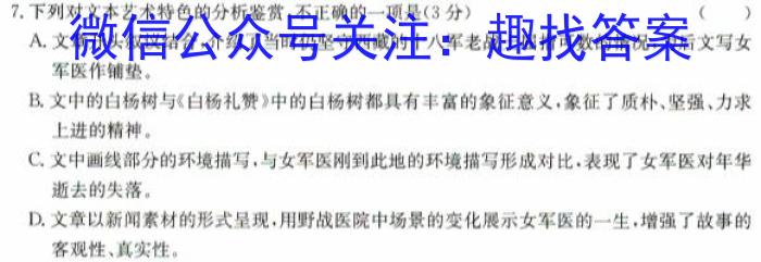 陕西省2023~2024学年度九年级期中教学素养测评(二) 2L R-SX语文