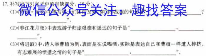 2023~2024学年度高二高中同步月考测试卷 新教材(四)语文