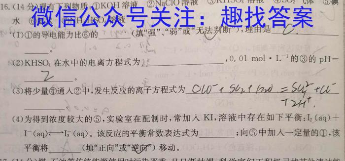 q金考卷 百校联盟(新高考卷)2024年普通高等学校招生全国统一考试 领航卷(1)化学