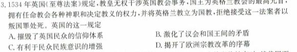 九师联盟·江西省2023-2024学年高二教学质量监测11月期中考试历史试卷答案