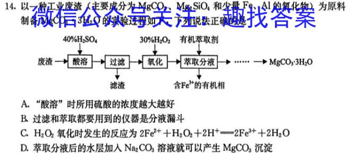 q安徽省2023-2024学年度第一学期七年级学科素养练习（二）化学