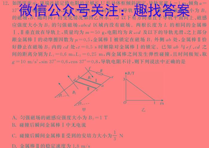 2024届广东省高三12月联考(24-188C)物理试题答案