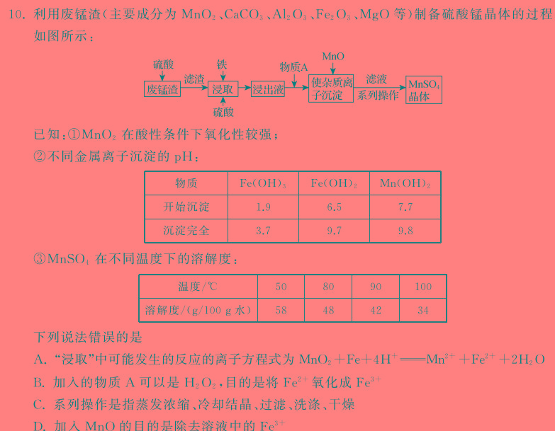 12024高考名校导航金卷(四)4化学试卷答案