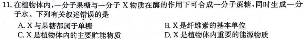 衡水金卷先享题分科综合卷2024答案全国乙卷生物学试题答案