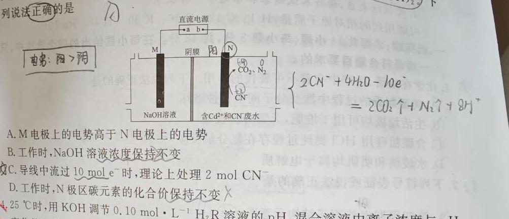 【热荐】九师联盟 河南省中原名校联盟2024届高三上学期12月教学质量检测化学