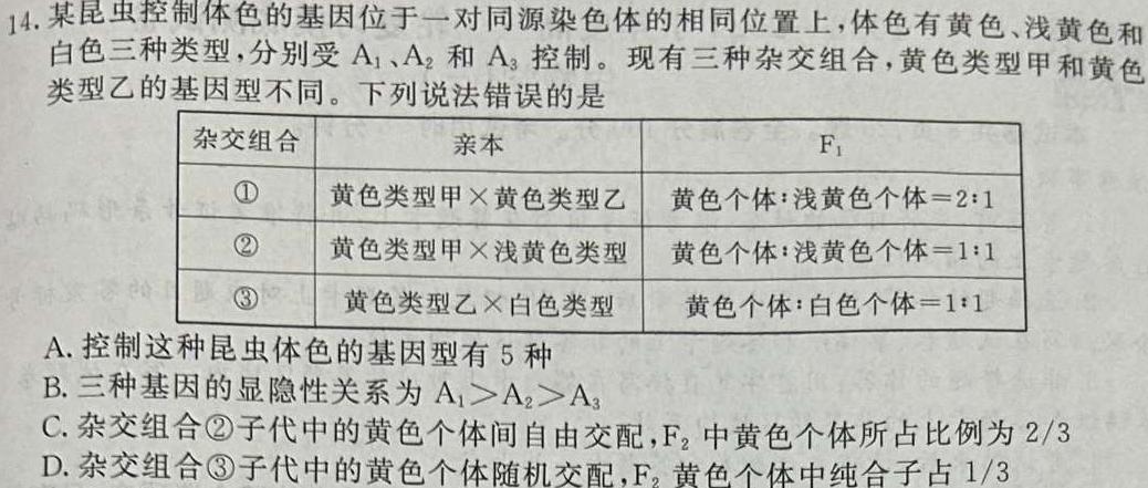 名校联盟·贵州省2023-2024学年度秋季学期七年级（半期）质量监测生物