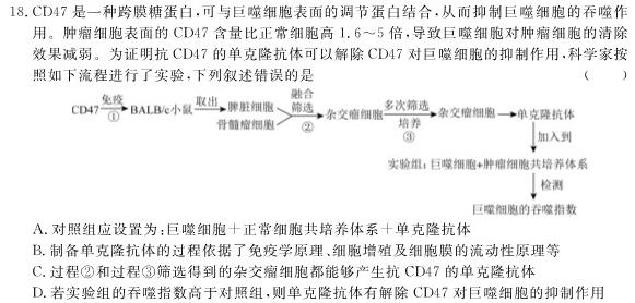 学科网2024届高三12月大联考(新课标卷)生物学部分