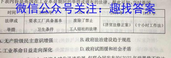 江西省上饶市民校考试联盟2023-2024年度上学期阶段测试（高三）历史试卷