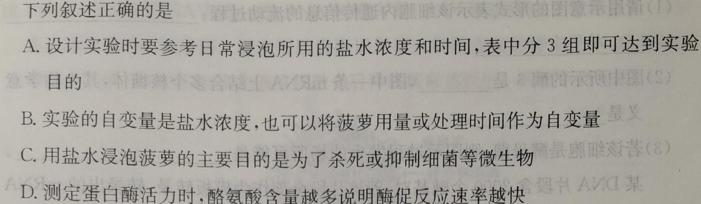 河北省2023~2024学年度八年级上学期阶段评估(二) 3L R-HEB生物学部分