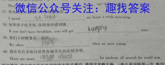 陕西省2023-2024学年度九年级第一学期阶段性学习效果评估(四)英语