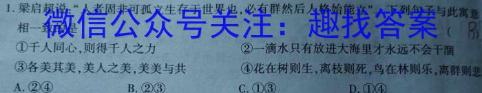 陕西省2023秋季八年级第二阶段素养达标测试（B卷）巩固卷政治~