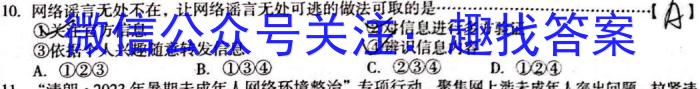 河北省思博教育2023-2024学年九年级第一学期第三次学情评估政治试卷d答案