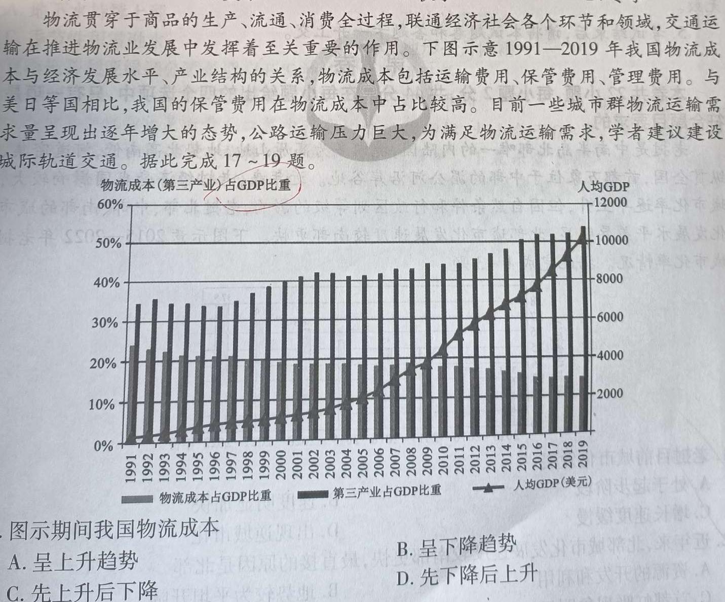 陕西省大荔县2023-2024学年(下)高一年级期末质量检测地理试卷l