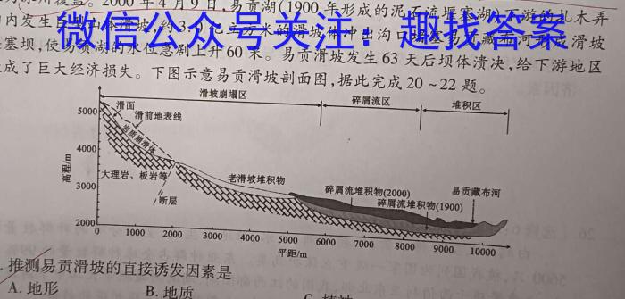 [今日更新]2023-2024学年新疆高三试卷1月联考(24-291C)地理h