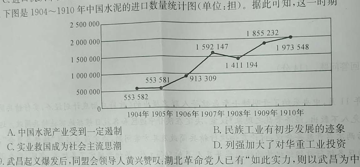 [今日更新]广西省贵港市2024届高三年级上学期12月联考历史试卷答案