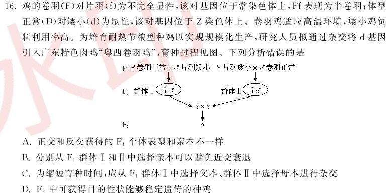 2024年普通高等学校招生全国统一考试冲刺压轴卷(五)生物学部分