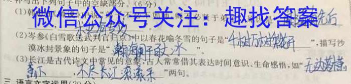 陕西省2024届高三年级12月份“第一次合卷”联考检测/语文