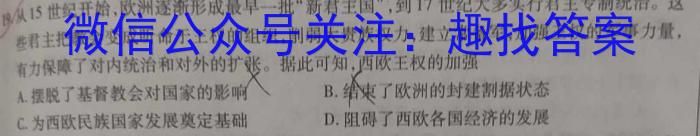 江准名校2023~2024学年高二年级上学期阶段性联考(242278D)历史试卷答案